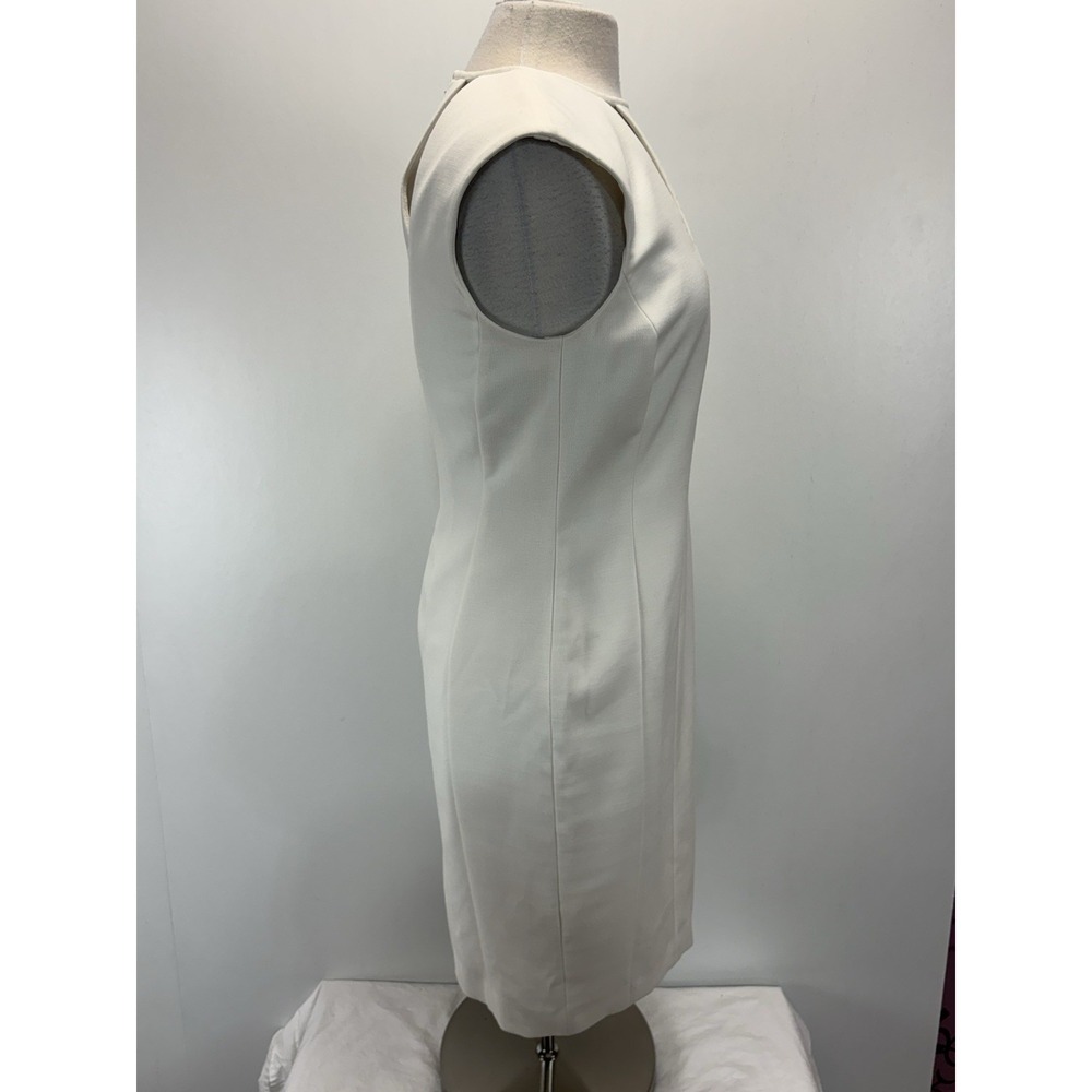 NEW! Tahari Sheath Dress Sz 8 Winter White Cutouts Career Stretch Pencil - Picture 4 of 8